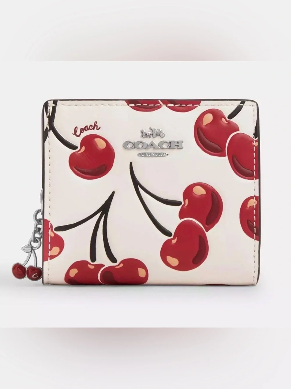 Coach Snap Wallet In Signature Canvas With Cherry Print 🍒 CZ347/CZ618
